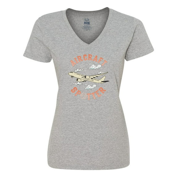 Inktastic Aircraft Spotter Plane Lover Women's V-Neck T-Shirt
