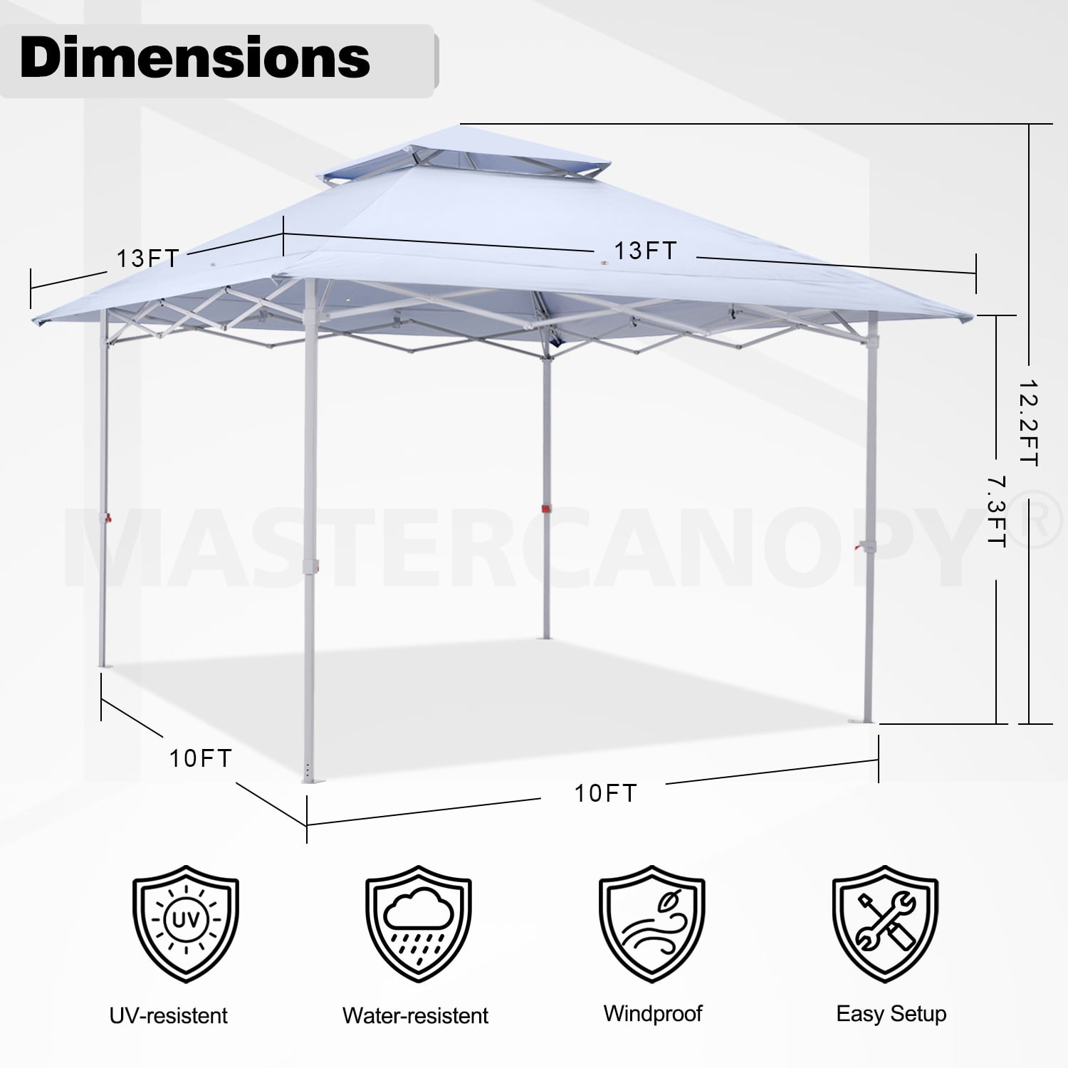 MASTERCANOPY 13' x 13' Pop-Up Canopy Tent Instant Shelter Outdoor Canopy, Dark Gray