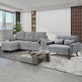 thumbnail image 2 of 79" Convertible Sectional Sofa Set, Small L Shaped 3-Seat Couch with Reversible Chaise and Accent Chair, Modern Linen Sofas Couches for Living Room, LightGrey, 2 of 7