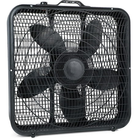 20” Box Fan, 3-Speed Cooling Table Fan with Aerodynamic Shaped Fan Blades, Convenient Carry Handle and Safety Grills, Black