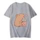 thumbnail image 2 of Camisetas con estampado de té de burbujas de Capybara Loves para mujer, camisetas informales de manga corta para mujer, camisetas Y2k para mujer, ropa para mujer, 2 of 4