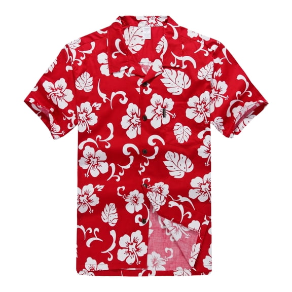 Palm Wave Mens and Big Mens Hibiscus Floral Print Hawaiian Shirt, up to size 6XL