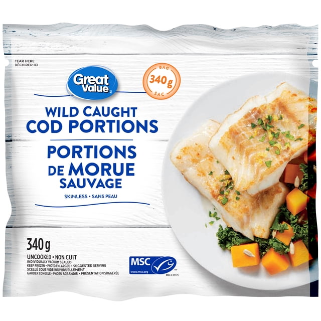 Great Value Wild Caught Cod Portions, 340 g