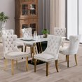 thumbnail image 4 of KISRAIS Velvet Dining Chair Set of 6, Upholstered Tufted Dining Room Chair with Nailhead Trim, Solid Gold Plated Leg for Kitchen (Beige), 4 of 8