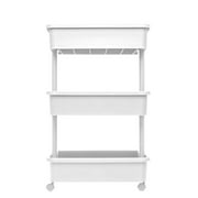 Mainstays 3-Tier Plastic Rolling Laundry Cart, Arctic White