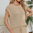 thumbnail image 6 of REORIAFEE Outfits for Women 2023 Summer Sets Retro Comfortable Sweatsuits Disco Outfits Spring Summer Loose Casual Set Pocket Women's Knit Khaki M, 6 of 9