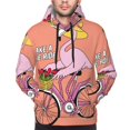 thumbnail image 2 of Bingfone Flamingo Riding a Bicycle Men's Drawstring Hoodie Long Sleeve Pocket Sweatshirts-Medium, 2 of 6