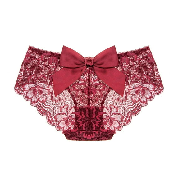 Women’s Bikini Lace Panties Knicker Breathable Underwear with Cute Bow Knot