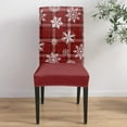thumbnail image 2 of Merry Christmas Dining Chair Slipcover, Winter Snowflake Red Buffalo Plaid Stretch Covers Removable Parsons Protector for Kitchen Room Banquet Party, Set of 4 Snowflakesan8067, 2 of 6