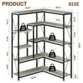 thumbnail image 3 of Walsunny 70" L Shaped Corner Bookshelves Bookcases 5 Tier Wood Bookshelf with Metal Frame Display Rack Gray, 3 of 7