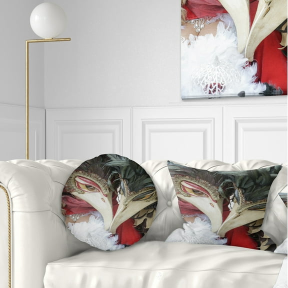 Designart Carnival in Venice in Italy - Floral Throw Pillow - 12x20