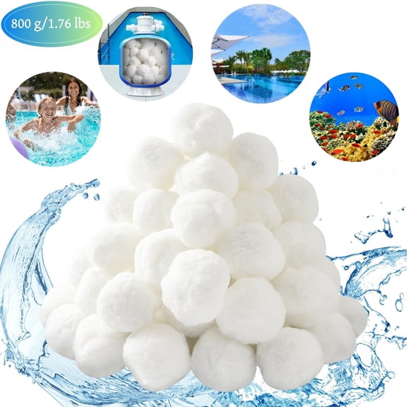1.76 lbs Pool Filter Balls for Sand Filter, Reusable White Fiber Filter Media Balls, Replace Pool Filter Sand for Aquarium Tank, Pools Sand Filter Systems