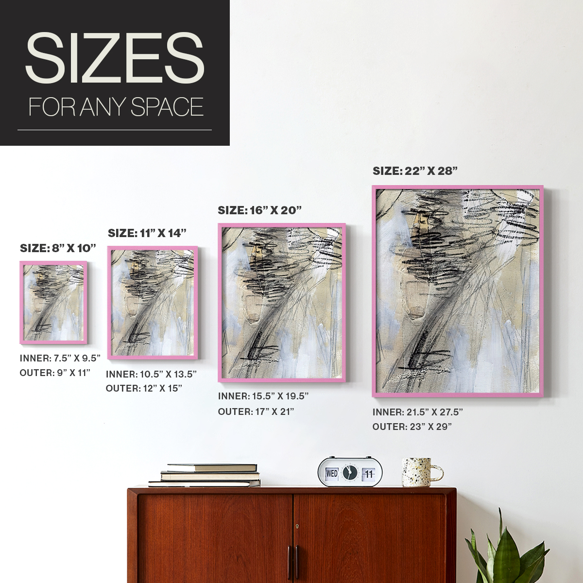 Masked Notes V Framed Print in Pink Solid Wood Framed Print No Nail Hanging