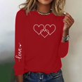 thumbnail image 5 of Valentines Day Shirts Long Sleeve Tops for Women Loose Fitted Love Heart Print Crewneck Holiday Casual Sweatshirt (XL, Red #E), 5 of 5