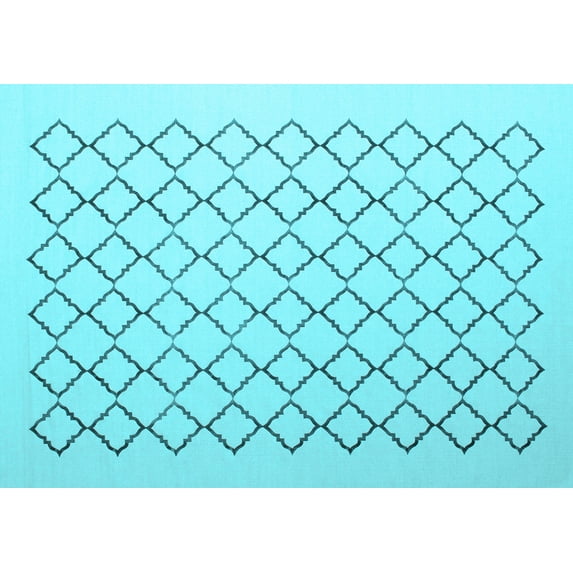 Ahgly Company Indoor Rectangle Trellis Light Blue Contemporary Area Rugs, 4' x 6'