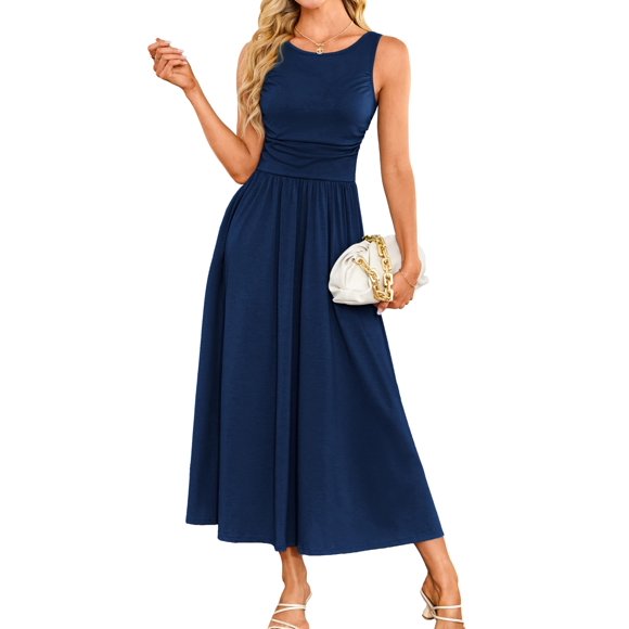 Vestido largo GRACE KARIN Summer para mujer Azul Marino S