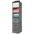 thumbnail image 6 of mDesign Long Fabric Over Closet Rod Hanging Organizer, 6 Shelves - Charcoal Gray, 6 of 8