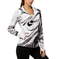 thumbnail image 2 of UPF 50+ Sun Protection Hoodie for Women - Abstract Fluid Art Print Long Sleeve Zip Up Jacket with Thumbholes & Pockets, Lightweight Summer Active Rash Guard Black L, 2 of 6