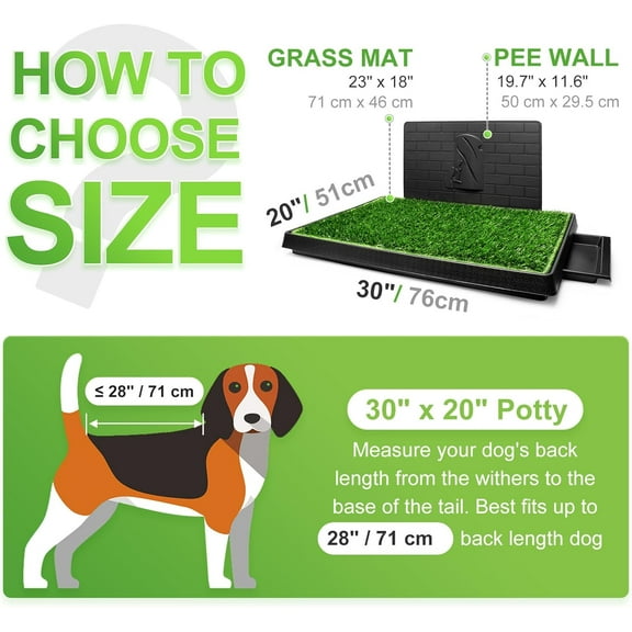 Dog Grass Pad with Tray Large, Puppy Turf Potty Reusable Training Pads with Pee Baffle, Artificial Grass Patch for Indoor and Outdoor Use, Ideal for Small and Medium Dogs (30"×20")