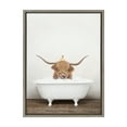 thumbnail image 4 of Kate and Laurel Sylvie Highland Cow and Duckling in Rustic Bath Framed Canvas Wall Art by Amy Peterson Art Studio, 18x24 Gray, Modern Fun Decorative Bathtub Wall Art for Home Décor, 4 of 6