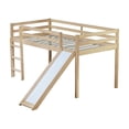 thumbnail image 6 of Tcbosik Twin Size Loft Bed, Wood Bed Frame with Slide, Ladder and Guardrail for Bedroom, No Box Spring Needed, Natural, 6 of 11