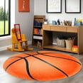 thumbnail image 4 of ZENELESS Kids Rug,Basketball Print Children Area Rug,Non Slip Playmat Carpet for Playroom Children Toddlers Bedroom(47" Diameter Circle), 4 of 10
