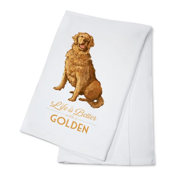 Golden Retriever Life is Better Lantern Press Artwork (100 Cotton