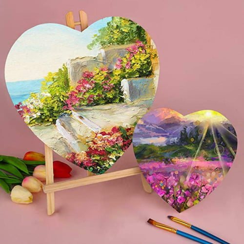Cheers.US Canvas Board Heart-Shaped Paint Board Canvas Stretched Canvas for  Painting Oil Paint for Artworks
