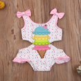 thumbnail image 2 of Toddler Baby Girls Ruffles One Piece Swimsuit Ice Cream Print Suspender Swimsuit Bathing Suit, 2 of 7