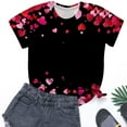 thumbnail image 2 of Hyknon Hauts pour Femmes Été Saint-Valentin Imprimé Amour Manches Courtes Décontracté Col Rond Pull-Over Doux Polyvalent pour Femmes, 2 of 5