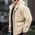 thumbnail image 2 of Heated Jackets For Men Hooded Solid Color Casual Fashion Fleece Oversized Denim Jacket Men,Beige,S, 2 of 5