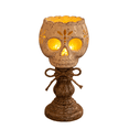 thumbnail image 3 of White Skull Tealight Candle Holder, Farmhouse Halloween Pumpkin Tea Light Candle Holders Decor, Fall Tables Centerpieces for Thanksgiving & Halloween Party, 3 of 6