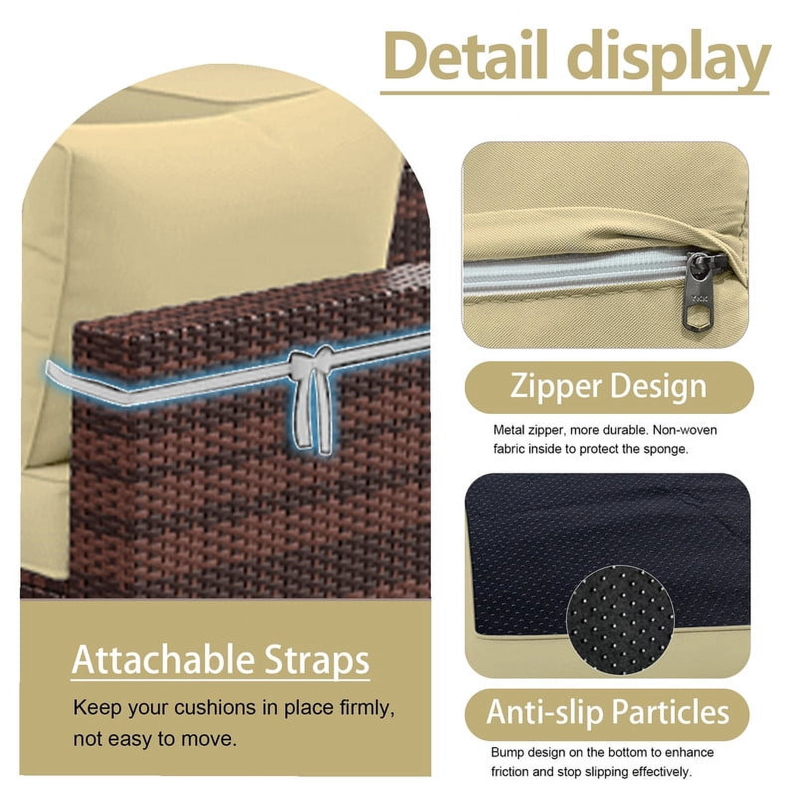 SDJPOI Patio Furniture Sectional Cushions, 14 Piece Waterproof Outdoor Sofa Cushion Replacement(beige)