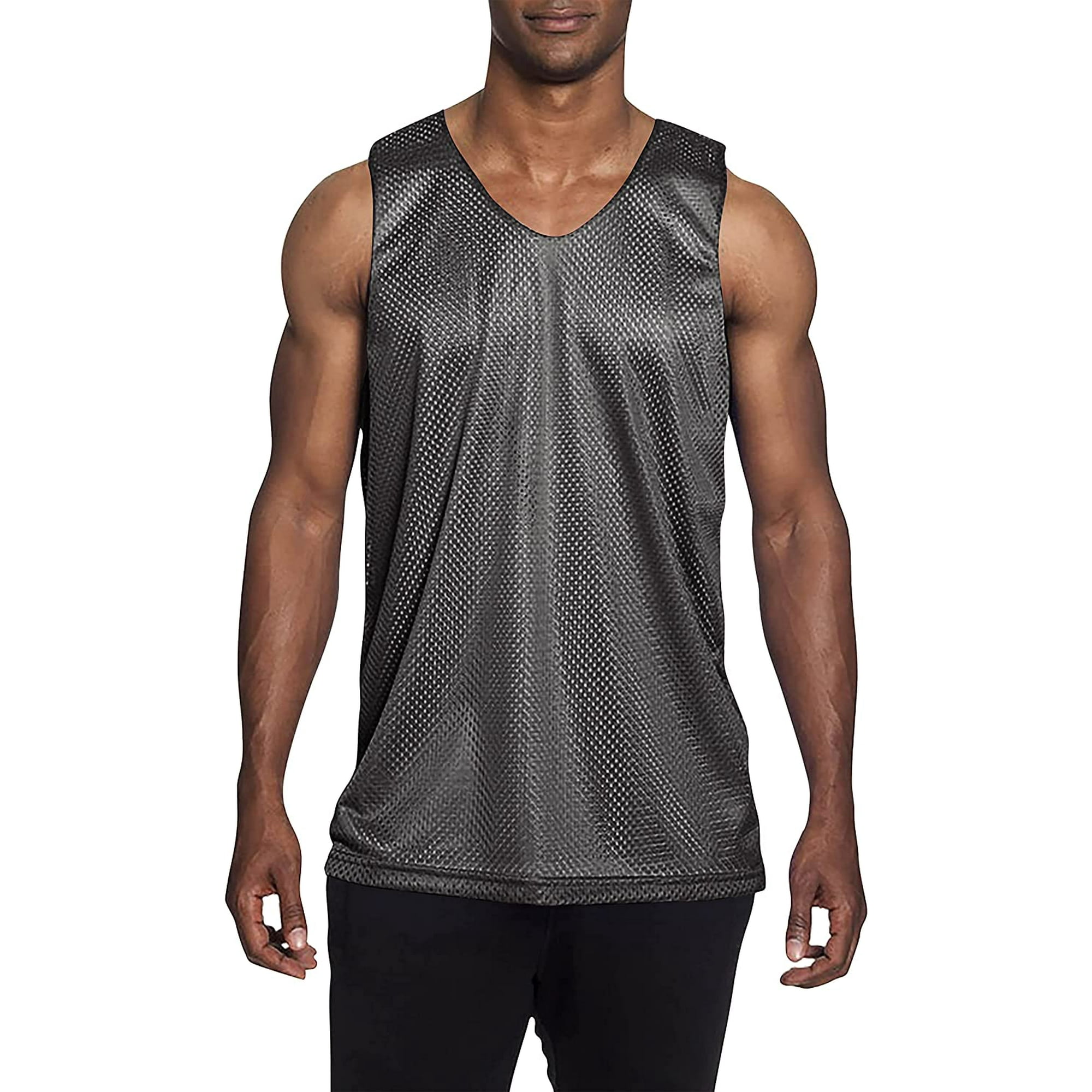 Men's Solid Basketball Jersey, Active Slightly Stretch Breathable Moisture  Wicking Sleeveless Basketball Shirt For Outdoor