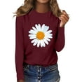 thumbnail image 4 of Outfmvch essentials hoodie hoodies for women Ladies Summer Autumn Sunflower Print Long Sleeve T Shirt womens hoodies Wine 2XL, 4 of 4