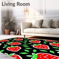 thumbnail image 2 of ODIKA 2'x3' Machine Washable Non-Slip Area Rug, Modern Pop Art Strawberry Garden with Interlocking Fruit High Traffic Rug, Red, 682413, 2 of 7