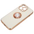 thumbnail image 3 of Carcasa para teléfono móvil con anillo galvanizado en oro rosa para mujer, funda ultrafina de TPU suave para iPhone 13 Pro, color blanco, 3 of 14