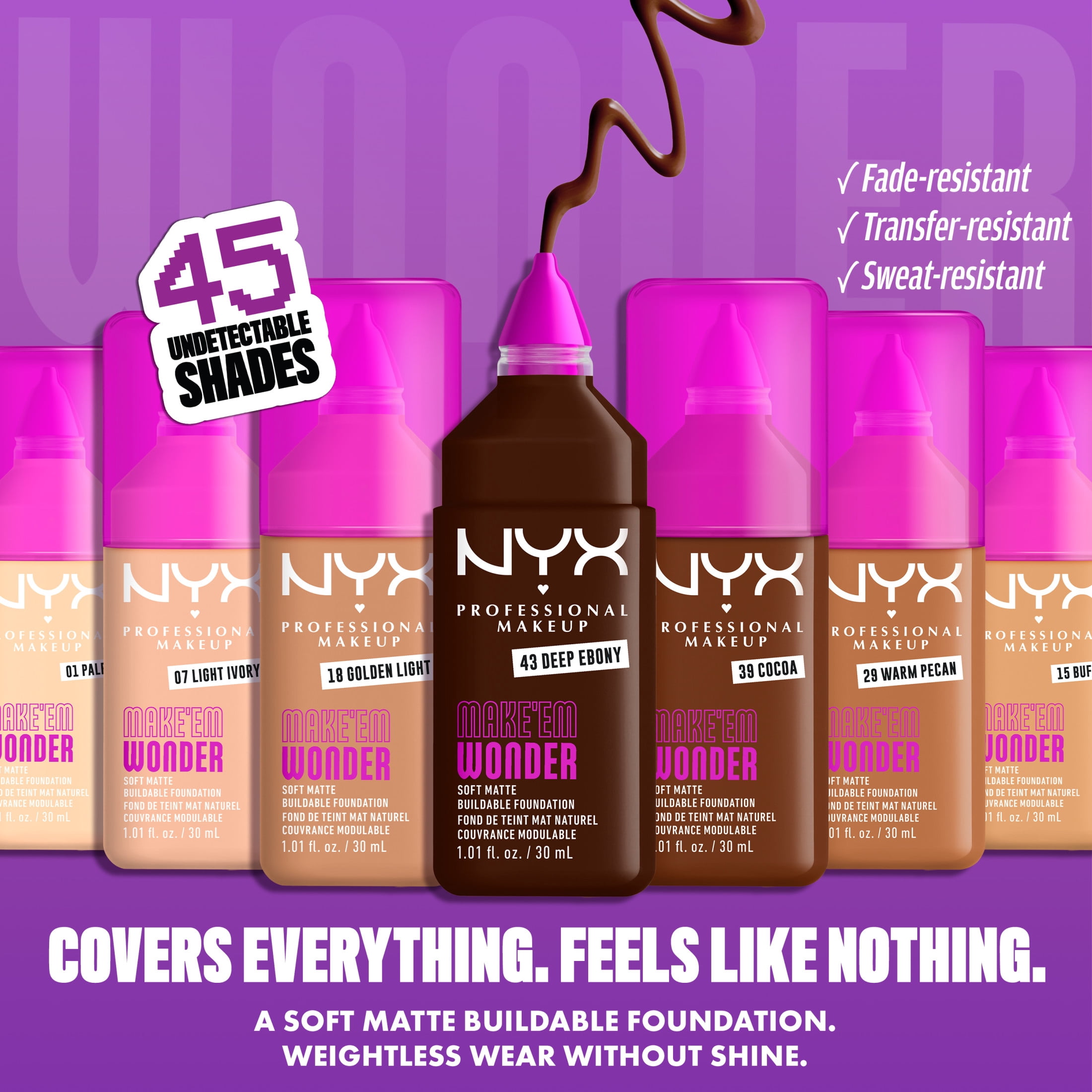 NYX Professional Makeup Make 'EM Wonder, 24H Soft Matte Foundation Makeup, WARM PECAN 29