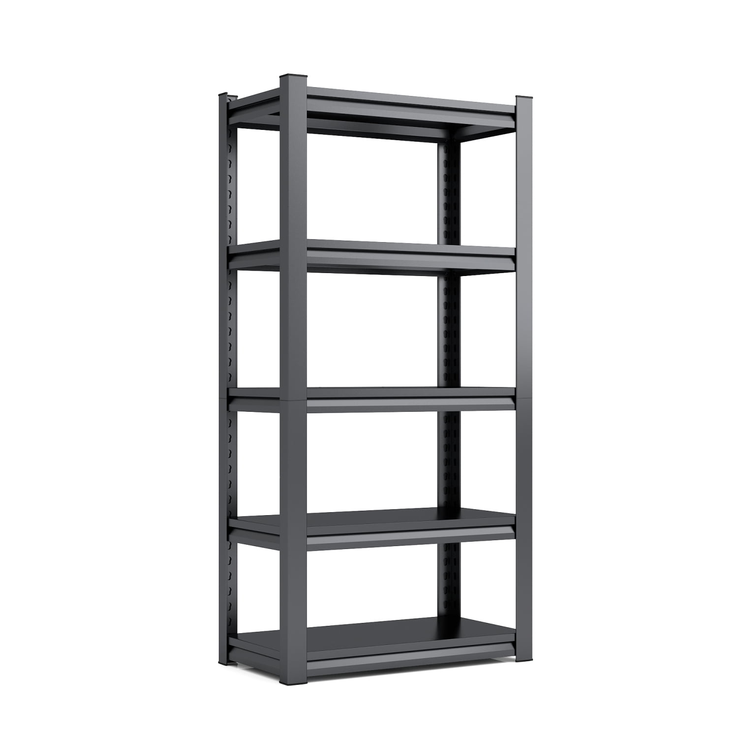 72"H 5 Tier Heavy Duty Metal Storage Shelves Adjustable Garage Shelving Unit 2000 lbs Capacity Black (35.4"W x 15.7"D)