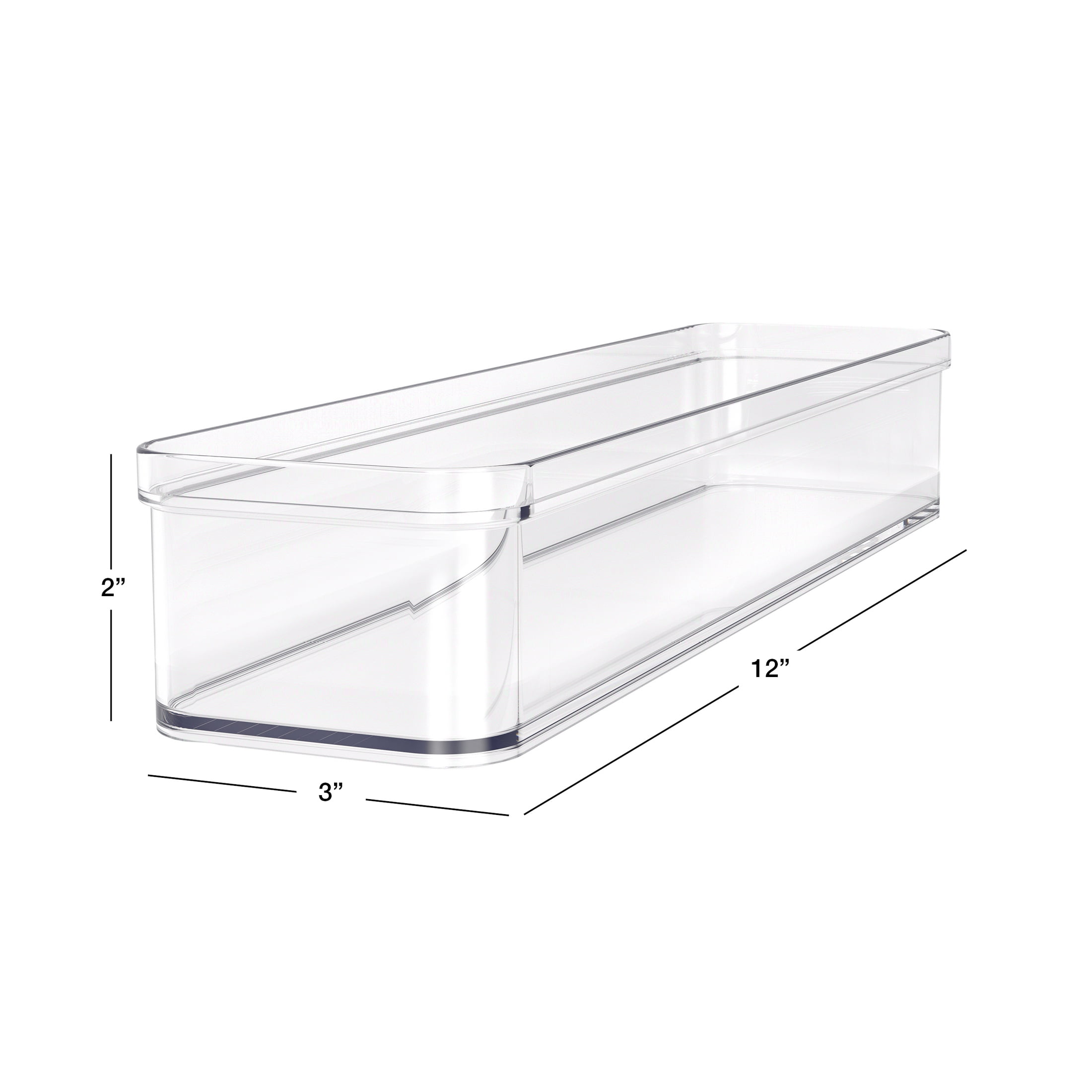 Mainstays Extra Large Clear Plastic Narrow Kitchen Drawer Organizer Storage Tray, Cabinet, Desk and Bathroom Drawer Organizer for Utensil, Cutlery and Flatware Storage, 12" x 3" x 2"