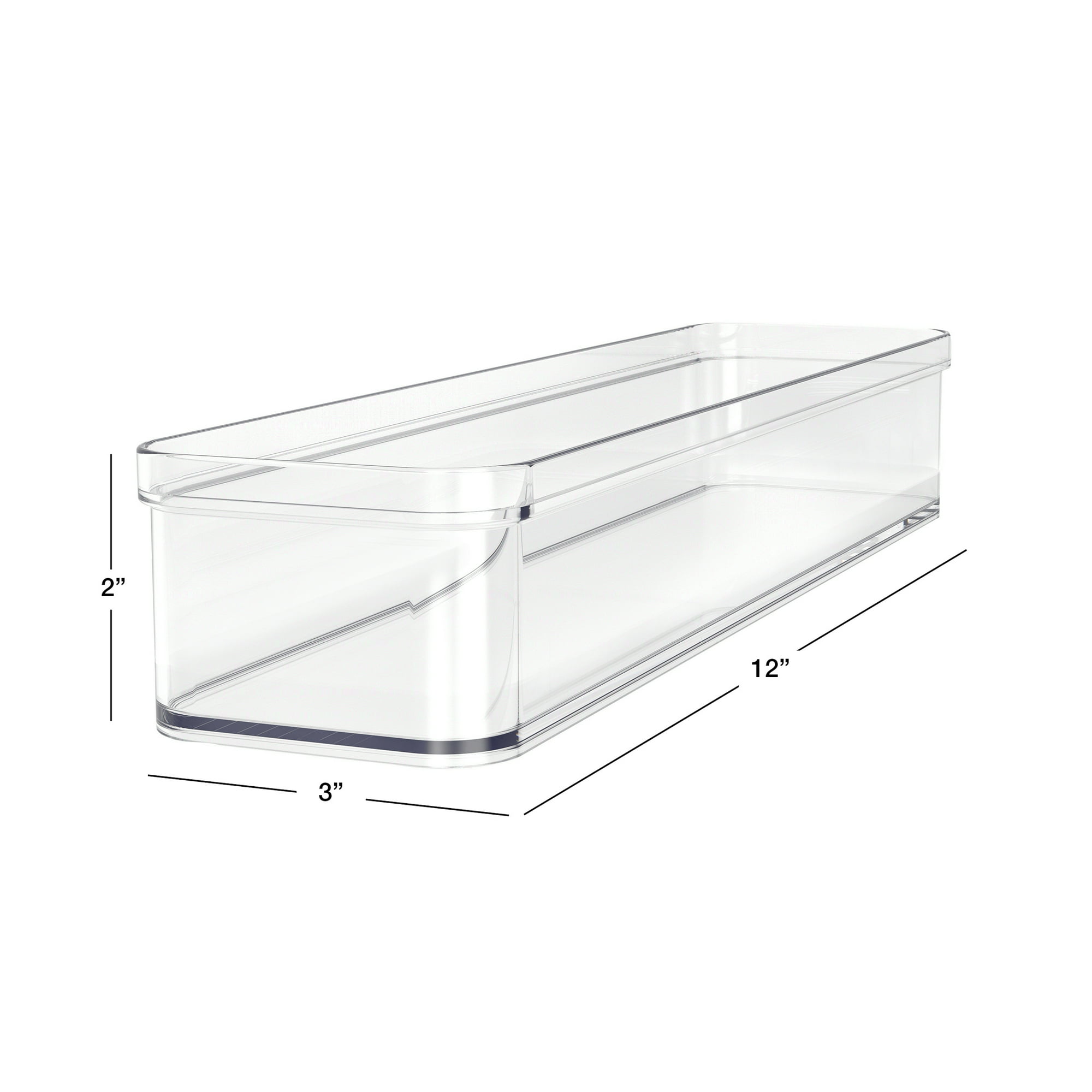 Mainstays Extra Large Clear Plastic Narrow Kitchen Drawer Organizer Storage Tray, Cabinet, Desk and Bathroom Drawer Organizer for Utensil, Cutlery and Flatware Storage, 12" x 3" x 2"