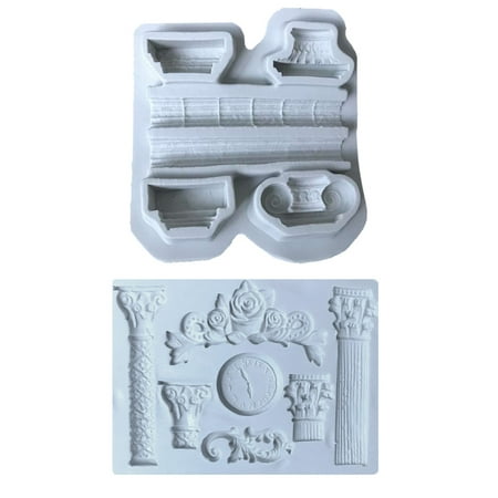 

FORHDW New European Style Fondant Silicone Retro Cakes Decorating Molds Roman Long Column DIY Chocolate Epoxy Pottery Clay Candy Molds