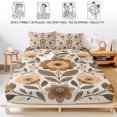 thumbnail image 5 of Twin Sze Fitted Sheet Set - Beige Brown Floral Boho 2 Piece Bedding Sets 16" Deep Pocket Fitted Sheet with 1 Pillowcase, Summer Spring Flowers Botanical Brushed Microfiber Hotel Luxury Bed Sheets, 5 of 9
