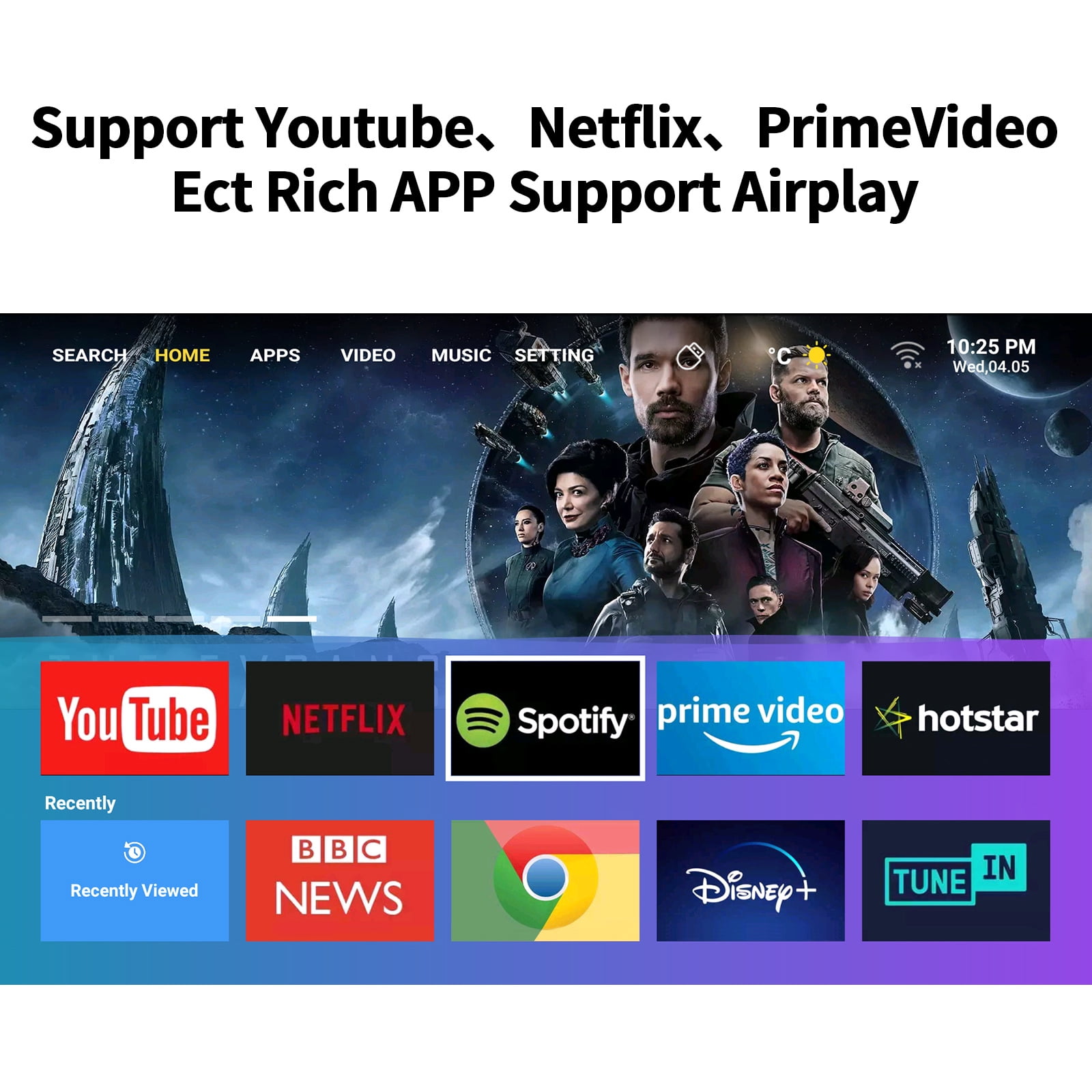 Mini Projector, Supporting 1080P High Definition Resolution, Portable Projector Screen with Projector Stand, Automatic Vertical Trapezoidal Correction,Equipped with WiFi and Bluetooth Functions,White