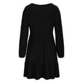thumbnail image 4 of Puyaiuu Women's V-Neck Brushed Knit Dress, Long Sleeve Ribbed Stripe Detail, Cozy Bodycon Style for Fall Winter Gift, 4 of 7