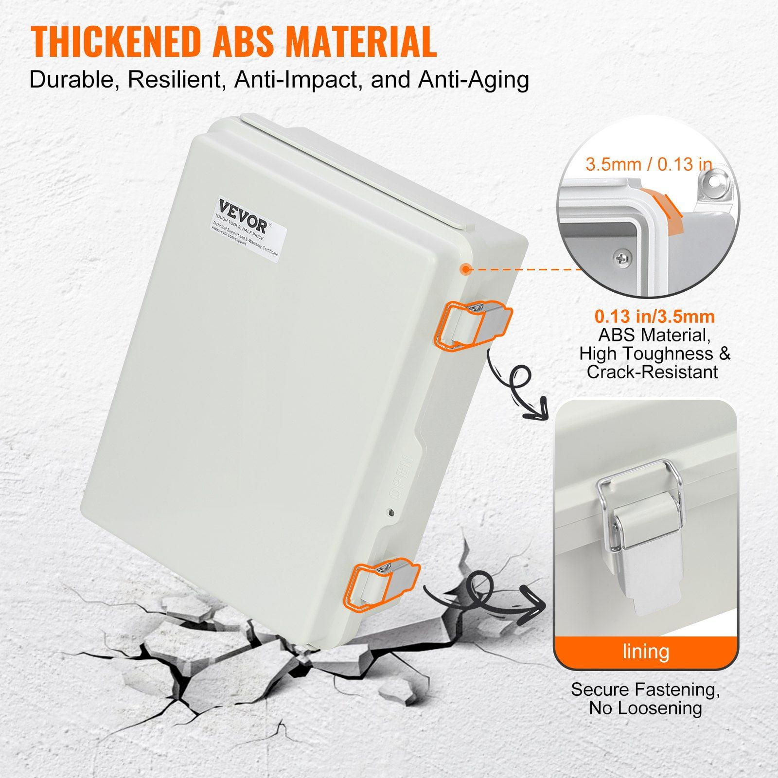 Outdoor Electrical Junction Box, 11.81 x 7.87 x 7.08 in, ABS Plastic Electrical Enclosure Box with Hinged Cover Stainless Steel Latch, IP67 Dustproof Waterproof for Outdoor Electrical Projects