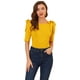 thumbnail image 1 of Camisa de manga corta con cuello barco para mujer Blusa Top de verano Amarillo S, 1 of 6