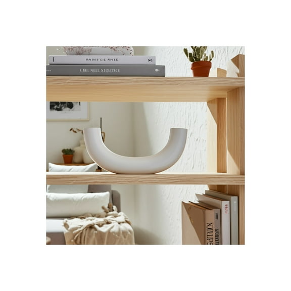 Modern Decorative Vase - Unique Curved Design - Stoneware Ceramic - Minimalist Home & Office Decor - Ideal for Living Room, Bedroom & Workspace - 5" White