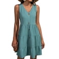 thumbnail image 3 of Button Sleeveless Dress, Sleeveless Dress Vest Casual  For Party ANGGREK Verde XL, 3 of 6