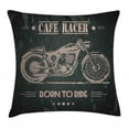 thumbnail image 1 of Motorcycle Throw Pillow Cushion Cover, Born to Die Quote with Bike on Grunge Effect Dark Colored Background, Decorative Square Accent Pillow Case, 20 X 20 Inches, Dark Green Warm Taupe, by Ambesonne, 1 of 2